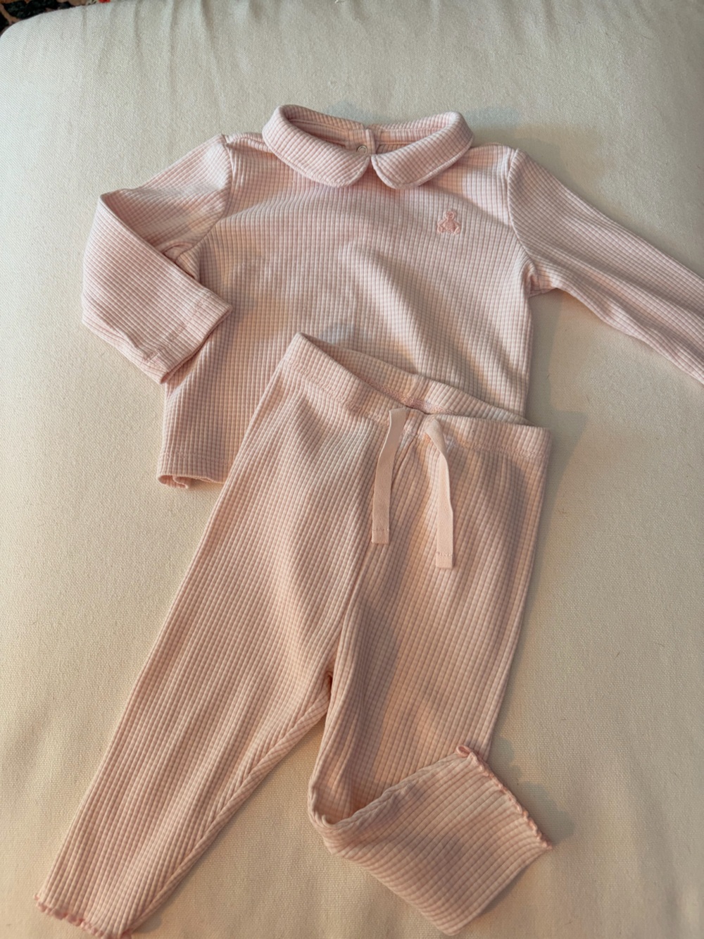 Gap Baby Cozy Ribbed Long-Sleeve and Jogger Set - Light Pink